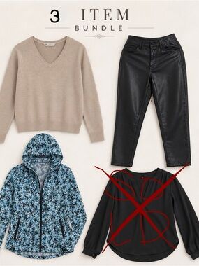 Women’s 3 Piece Bundle – Abercrombie Faux Leather Pants, Sweater & Jacket